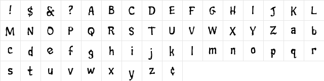 Shipwreck Regular  glyph index