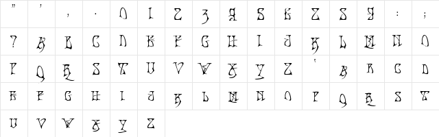 BadAcid Regular  glyph index