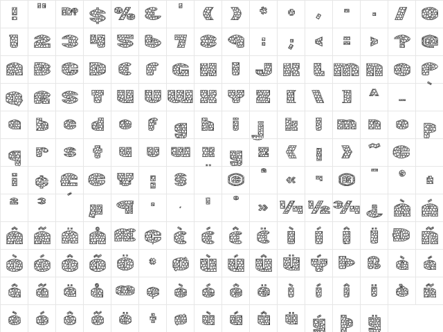 Bartholomeow 'StainedGlass' Regular  glyph index