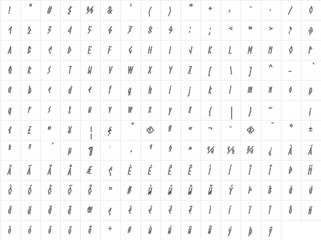 Baby Baby Color Green Slanted  glyph index