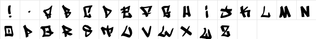 Writers bold Regular  glyph index