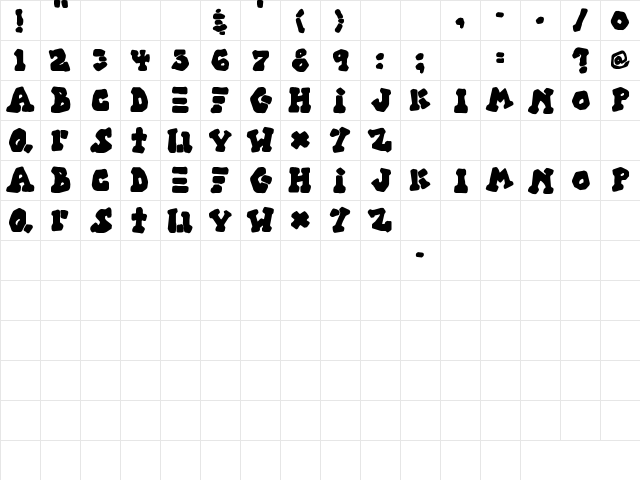 SBC Aztec Regular  glyph index