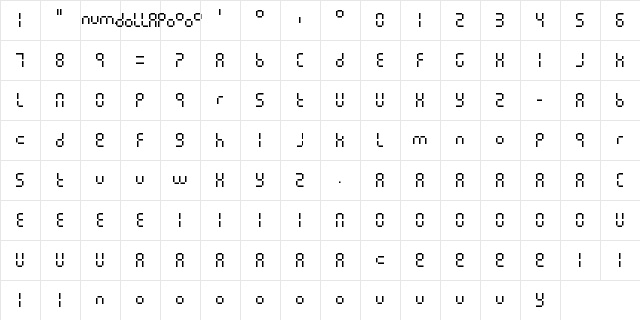 Pixel lcd machine Regular  glyph index