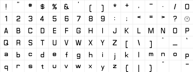 Microgramma Trek Regular  glyph index