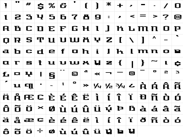 Tribe Regular  glyph index