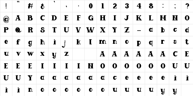 Moongarz Regular  glyph index