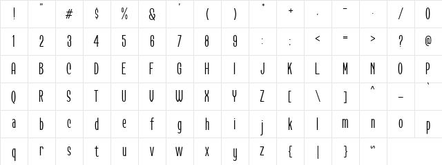 Conseration DEMO Regular  glyph index