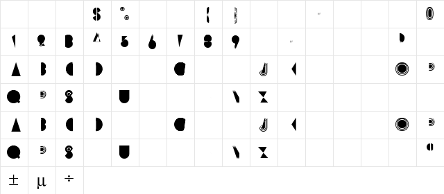 Prisma Regular  glyph index