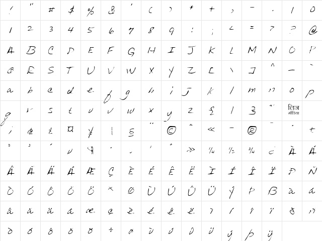 LEHN013 Regular  glyph index