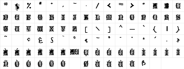 OlderEnglishCaps118 Bold  glyph index