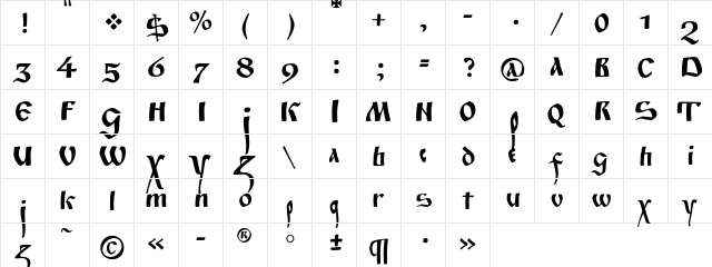 FitaPoluustavC Regular  glyph index