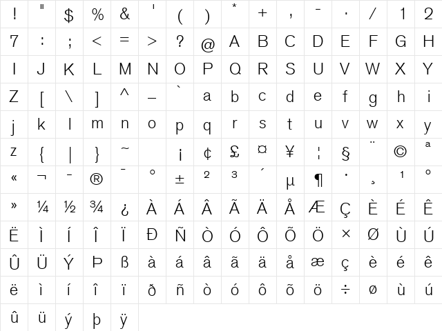 Basic Commercial LT Com Light  glyph index