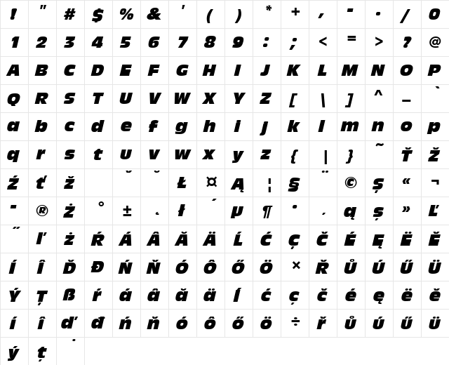 AntiqueOliTEECom Italic  glyph index