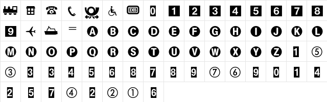 Bundesbahn Pi 1  glyph index