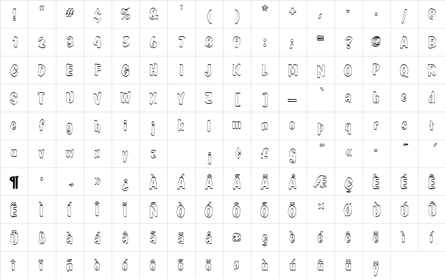 DomCasualDBolOu1 Regular  glyph index