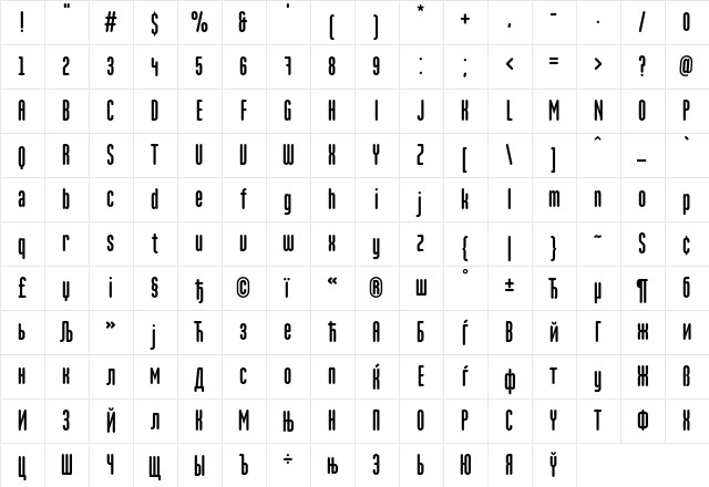 MartenCyr Regular  glyph index