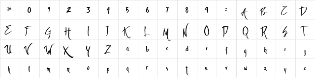 the Ambience Regular  glyph index