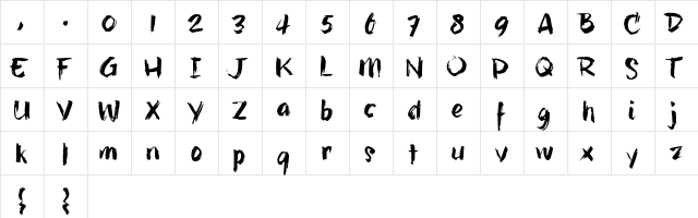 hillBelly_TRIAL regular  glyph index