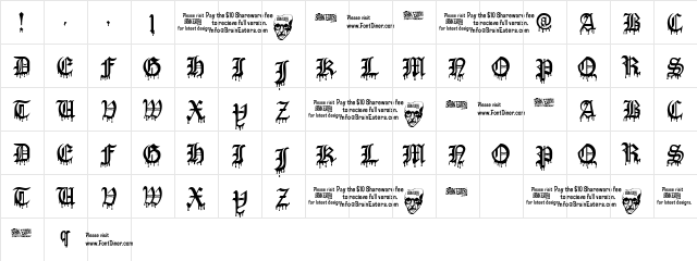 Blood Of DraculaSW Regular  glyph index