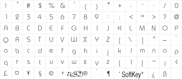 Bordeaux Light  glyph index