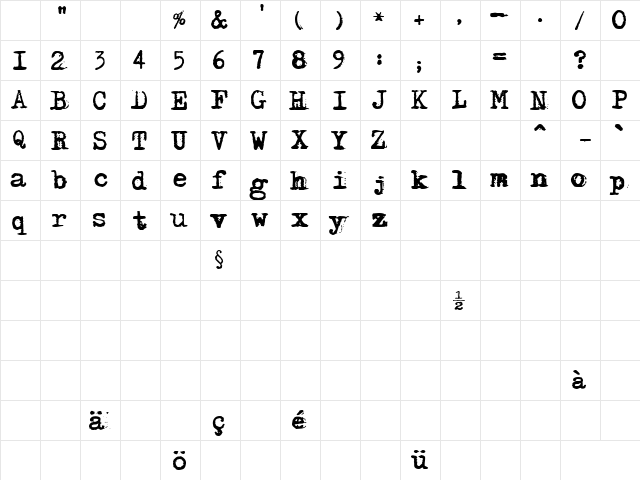 Adler Regular  glyph index