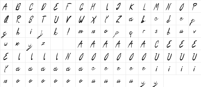 Jim Alistair Demo Script Regular  glyph index