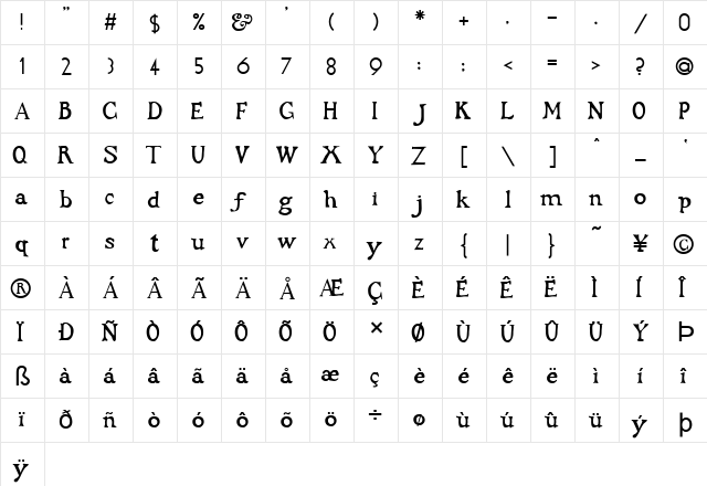 FZ JAZZY 48 Normal  glyph index