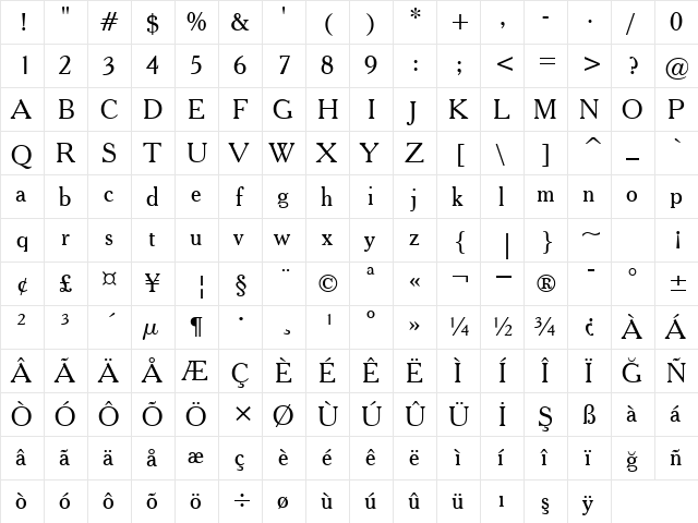 00781 Regular  glyph index
