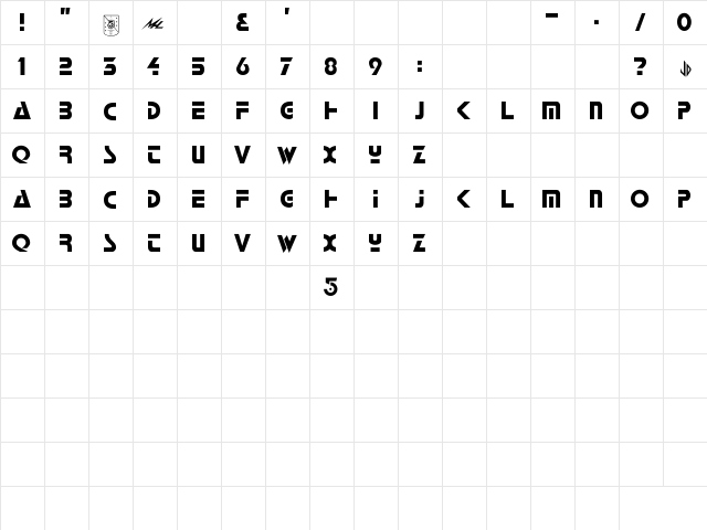 Babylon5_Station Bold  glyph index