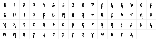 VAGANZA Regular  glyph index