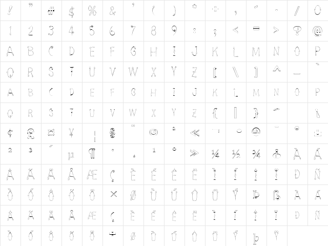SPERM FONT Regular  glyph index