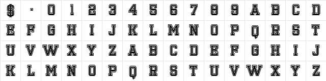 Emilio 20 Regular  glyph index