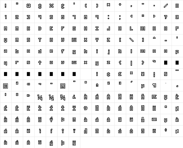 Unlearned BRK Regular  glyph index