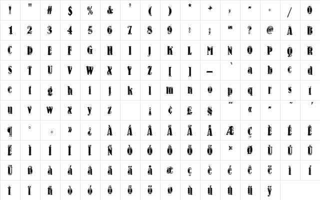 BernhardAntDBolConIn1 Regular  glyph index