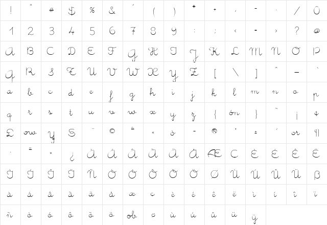 Memimas Regular  glyph index