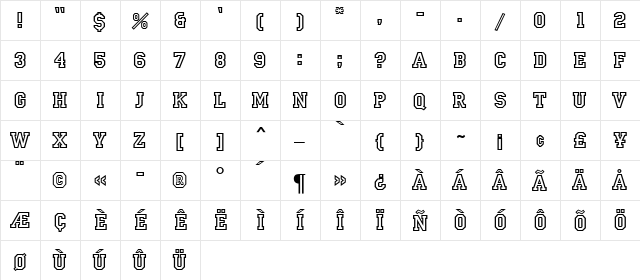 Campus MN Regular  glyph index