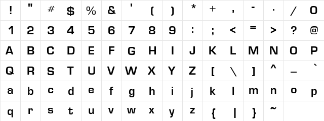 Grantyoe Regular  glyph index