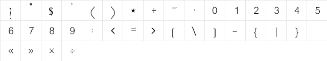 GE MB Farasha Light Light  glyph index
