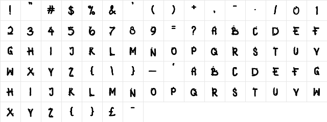 SNOWY DAY Regular  glyph index