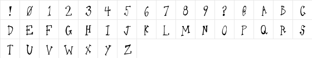 One Legged Donkey Regular  glyph index