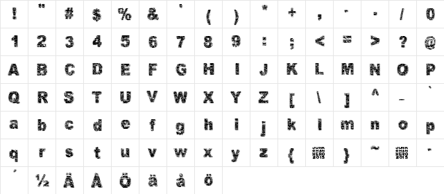 Villasukat Regular  glyph index