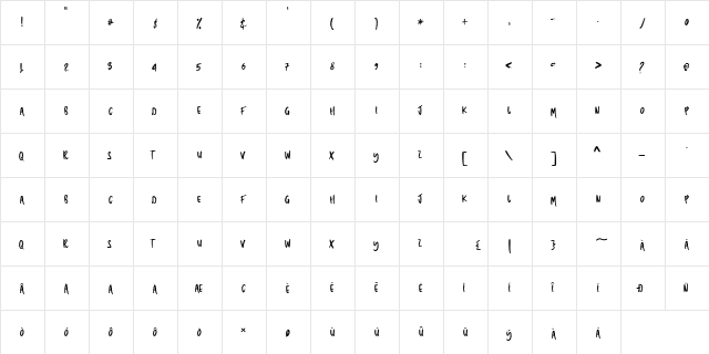 THE HUNTER Regular  glyph index