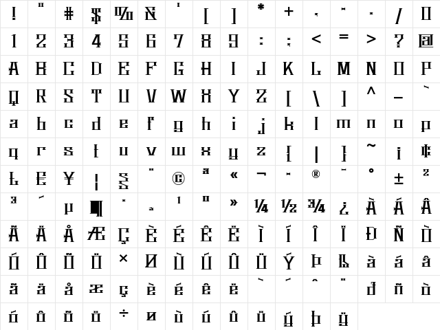 DelysianNF Bold  glyph index