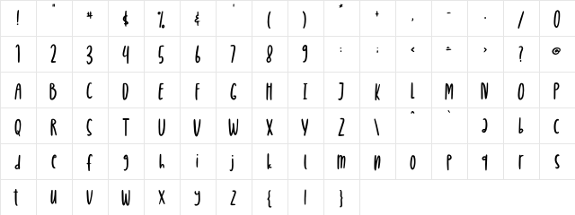 Baffelita FREE Regular  glyph index