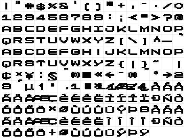 LomoWallPixel LT Std 100 Regular  glyph index