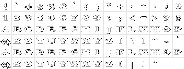 VTCBelialsBlade3d regular  glyph index