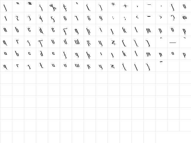 Christine 2 Regular  glyph index