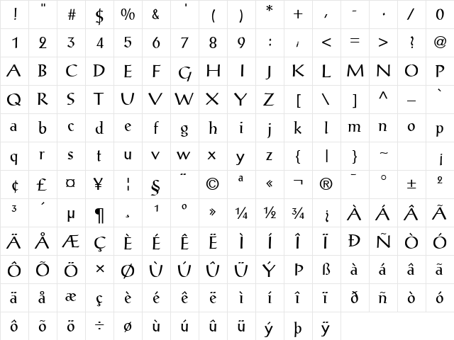 Alex-Antiqua Book  glyph index