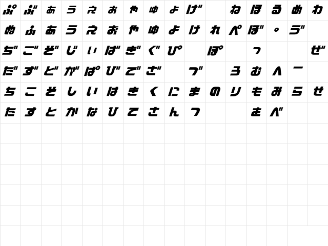D3 Cozmism Hiragana Oblique Regular  glyph index