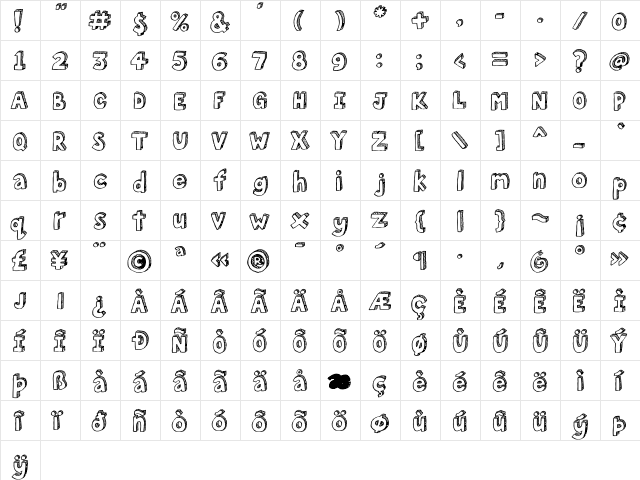 Bokka HalfShadow  glyph index